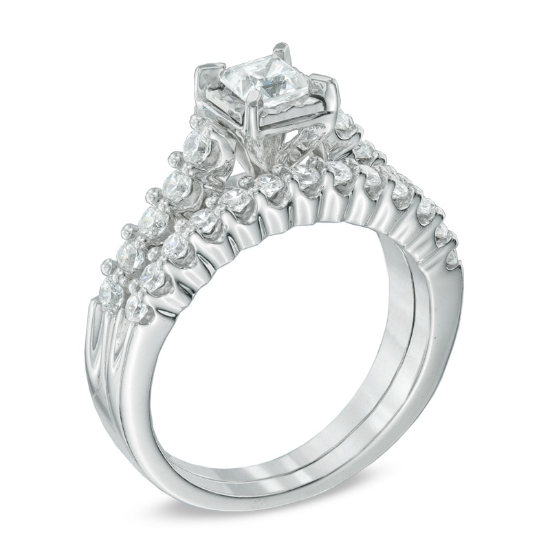 Main Image 2 of 1 CT. T.W. Princess-Cut Diamond Bridal Set in 14K White Gold