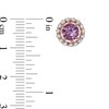 Thumbnail Image 2 of 6.0mm Amethyst and Lab-Created White Sapphire Pavé Frame Stud Earrings in Sterling Silver with 14K Rose Gold Plate