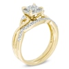 Thumbnail Image 2 of 1/3 CT. T.W. Quad Diamond Cushion-Shaped Frame Twist Shank Bridal Set in 10K Gold