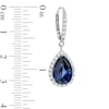 Thumbnail Image 1 of Pear-Shaped Lab-Created Blue and White Sapphire Frame Drop Earrings in Sterling Silver