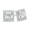 Thumbnail Image 1 of 6.0mm Princess-Cut Lab-Created White Sapphire Frame Stud Earrings in Sterling Silver
