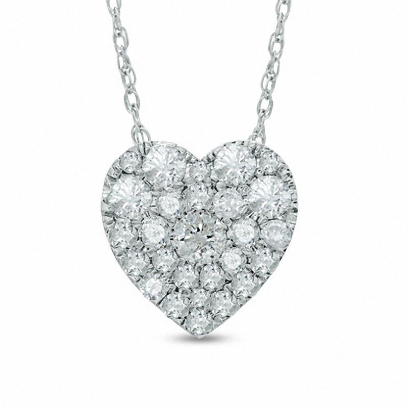 diamond cluster heart pendant