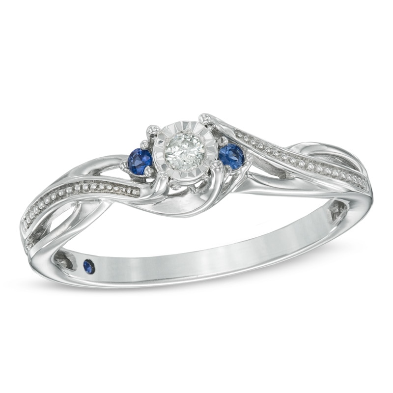 Cherished Promise Collection™ Diamond Accent and Blue Sapphire Twist Ring in Sterling Silver