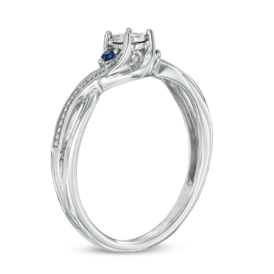 Cherished Promise Collectionâ¢ Diamond Accent and Blue Sapphire Twist Ring in Sterling Silver