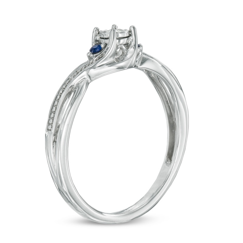 Cherished Promise Collection™ Diamond Accent and Blue Sapphire Twist Ring in Sterling Silver