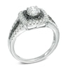 Thumbnail Image 2 of 1 CT. T.W. Enhanced Black and White Diamond Double Frame Engagement Ring in 14K White Gold