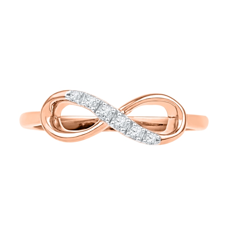 Diamond Accent Sideways Infinity Ring in 10K Rose Gold