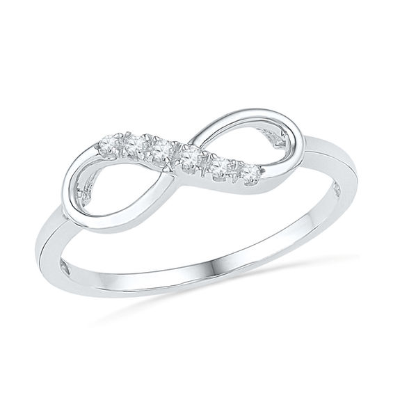 Diamond Accent Sideways Infinity Ring In 10k White Gold Diamond Accent Sideways Infinity Ring In 10k White Gold