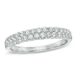 Anniversary Rings Wedding Zales T W Diamond Two Row Anniversary Band In 14k White Gold