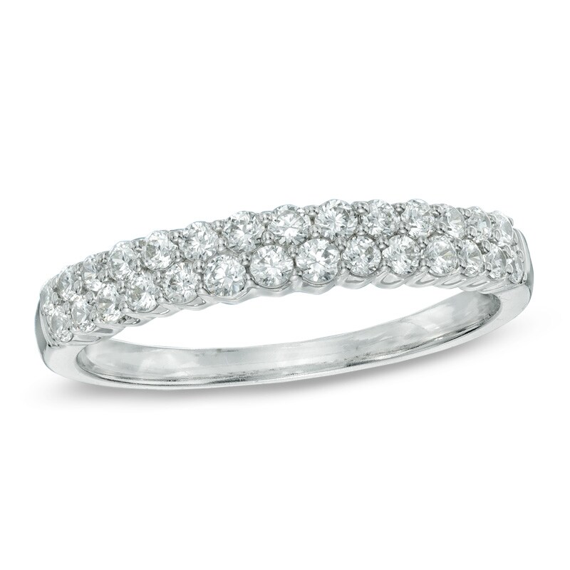 1/2 CT. T.W. Diamond Two Row Band in 14K White Gold