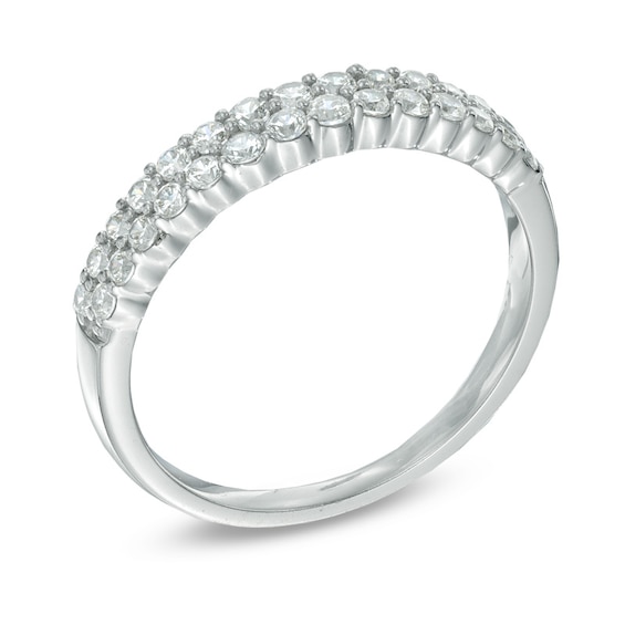 1/2 CT. T.w. Diamond Two Row Band in 14K White Gold