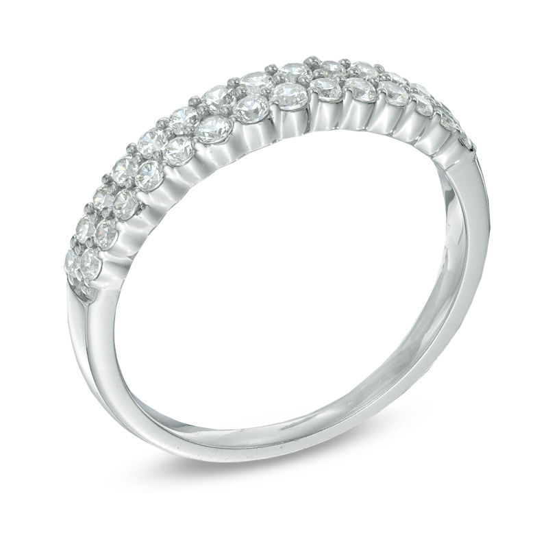 ホワイトダイアモンド 1/2 CT. T.W. Diamond Two Row Band in 14K White Gold | Zales