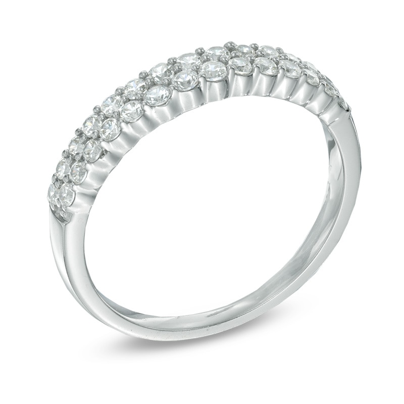 1/2 CT. T.W. Diamond Two Row Band in 14K White Gold