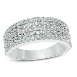 1 CT. T.W. Certified Diamond Five Row Band in 14K White Gold (I/SI2)
