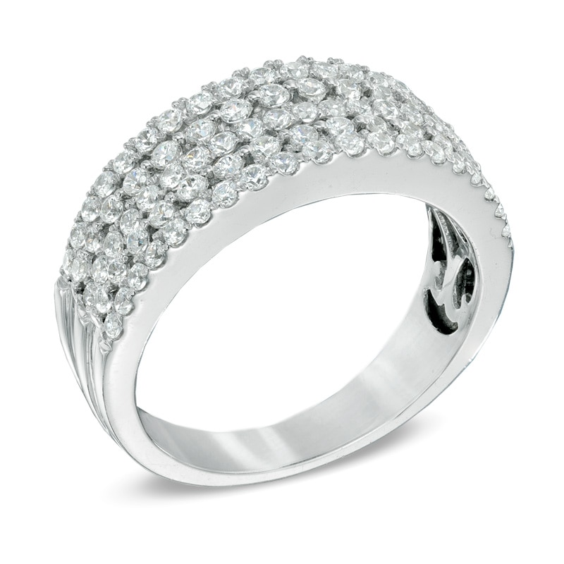 Main Image 2 of 1 CT. T.W. Certified Diamond Five Row Band in 14K White Gold (I/SI2)