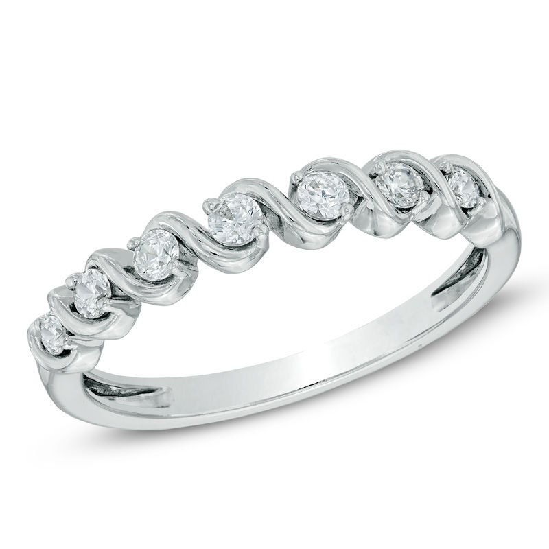 Main Image 1 of 1/4 CT. T.W. Diamond Cascading Anniversary Band in 14K White Gold