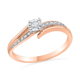 1/10 CT. T.W. Diamond Bypass Split-Shank Promise Ring in 10K Rose Gold
