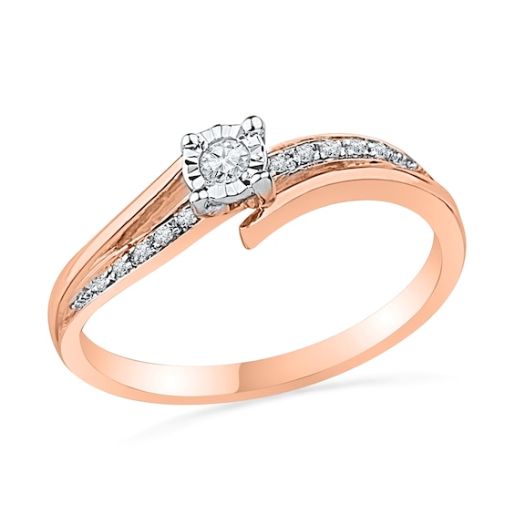 1/10 CT. T.w. Diamond Bypass Split-Shank Promise Ring in 10K Rose Gold
