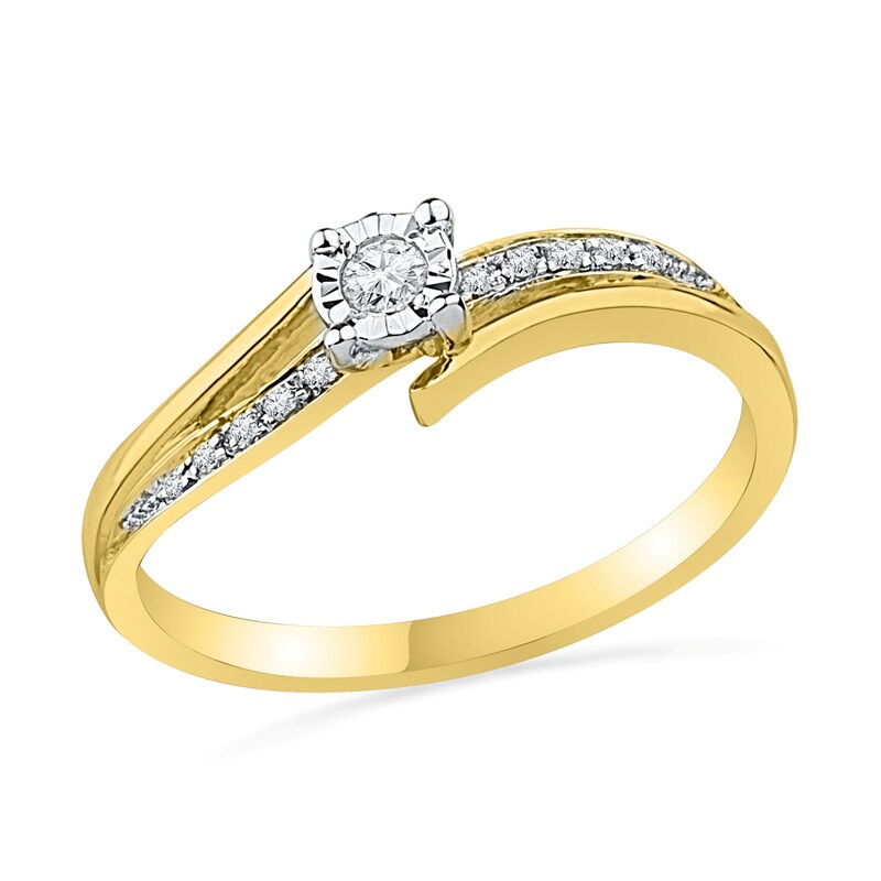 Main Image 1 of 1/10 CT. T.W. Diamond Wavy Bypass Promise Ring in 10K Gold