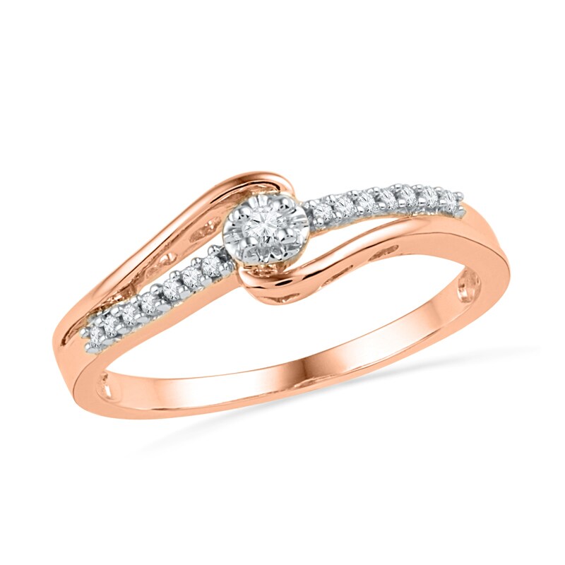 1/10 CT. T.W. Diamond Promise Ring in 10K Rose Gold Zales