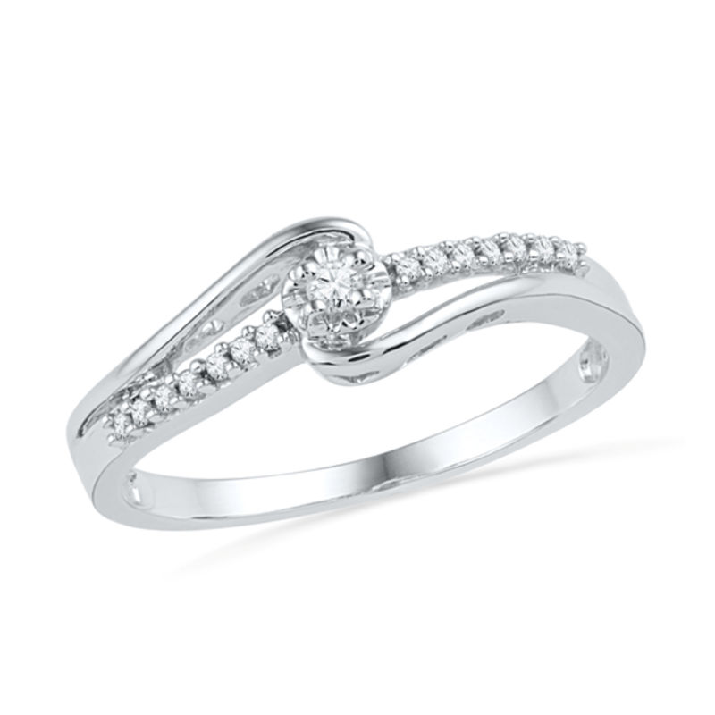 1/10 CT. T.W. Diamond Promise Ring in 10K White Gold Zales