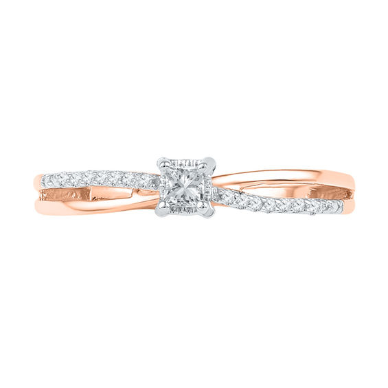1/10 CT. T.w. Princess-Cut Diamond Split Shank Promise Ring in 10K Rose Gold