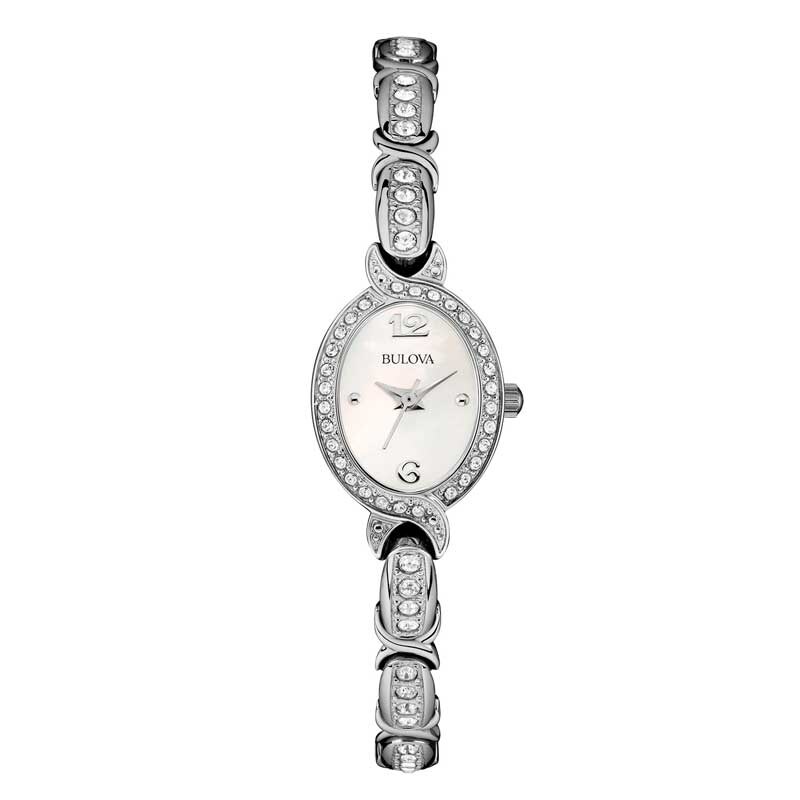 Main Image 1 of Ladies' Bulova Crystal Accent Watch with Oval Mother-of-Pearl Dial (Model: 96R199)