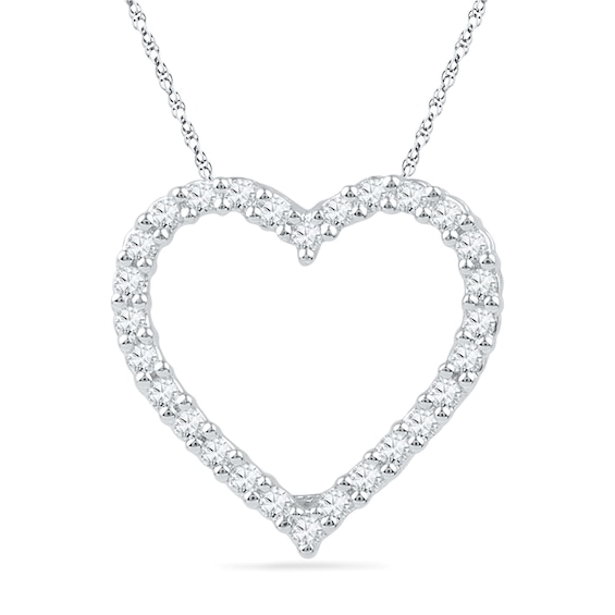1/4 CT. T.w. Diamond Lined Heart Pendant in 10K White Gold
