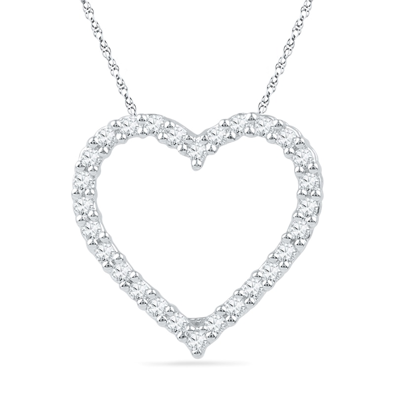 1/4 CT. T.W. Diamond Lined Heart Pendant in 10K White Gold