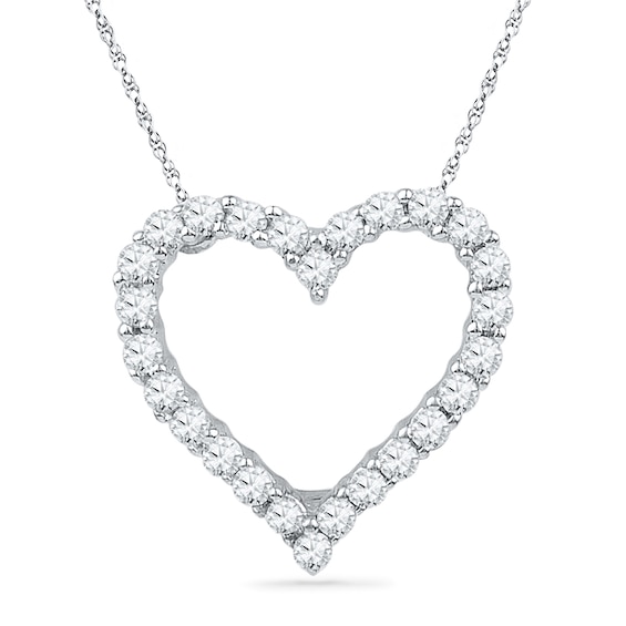 1/6 CT. T.w. Diamond Lined Heart Pendant in 10K White Gold