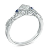 Thumbnail Image 1 of Cherished Promise Collection™ 1/10 CT. T.W. Diamond and Blue Sapphire Twist Promise Ring in 10K White Gold