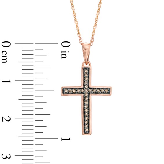 1/10 CT. T.w. Champagne Diamond Cross Pendant in 10K Rose Gold