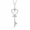 Thumbnail Image 1 of 1/8 CT. T.W. Diamond Heart-Top Key Pendant in 10K White Gold