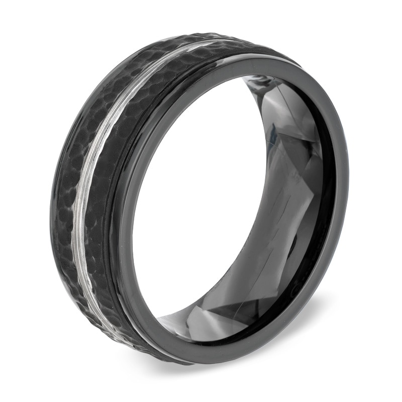 Main Image 2 of 8.0mm Comfort Fit Hammered Black Cobalt Wedding Band - Size 10