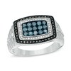 Thumbnail Image 1 of 1 CT. T.W. Enhanced Black, Blue and White Diamond Ring in Sterling Silver