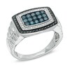 Thumbnail Image 2 of 1 CT. T.W. Enhanced Black, Blue and White Diamond Ring in Sterling Silver