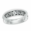 Thumbnail Image 2 of Vera Wang Love Collection Men's Square-Cut Blue Sapphire and 1/6 CT. T.W. Diamond Slant Band in 14K White Gold