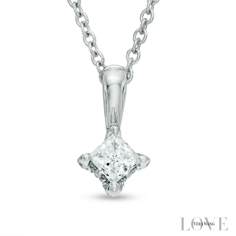 Main Image 1 of Vera Wang Love Collection 1/3 CT. T.W. Princess-Cut Diamond Pendant in 14K White Gold