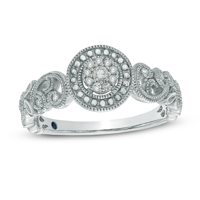 Main Image 1 of Cherished Promise Collection™ 1/10 CT. T.W. Diamond Scroll Promise Ring in Sterling Silver