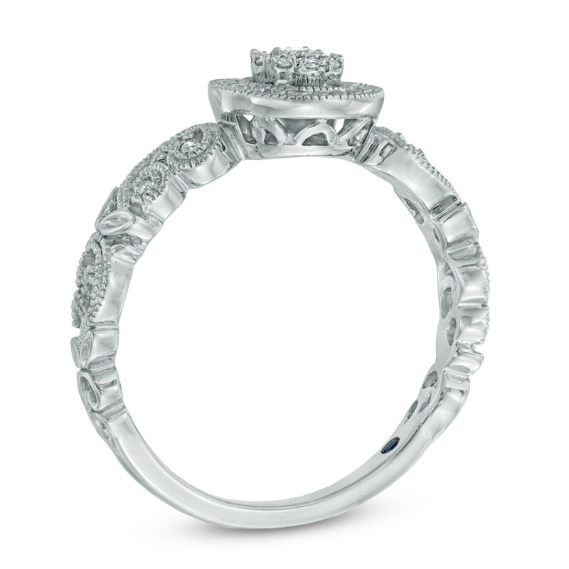 Main Image 2 of Cherished Promise Collection™ 1/10 CT. T.W. Diamond Scroll Promise Ring in Sterling Silver