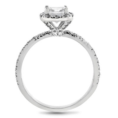 1 1 4 Ct T W Certified Cushion Cut Diamond Frame Engagement Ring
