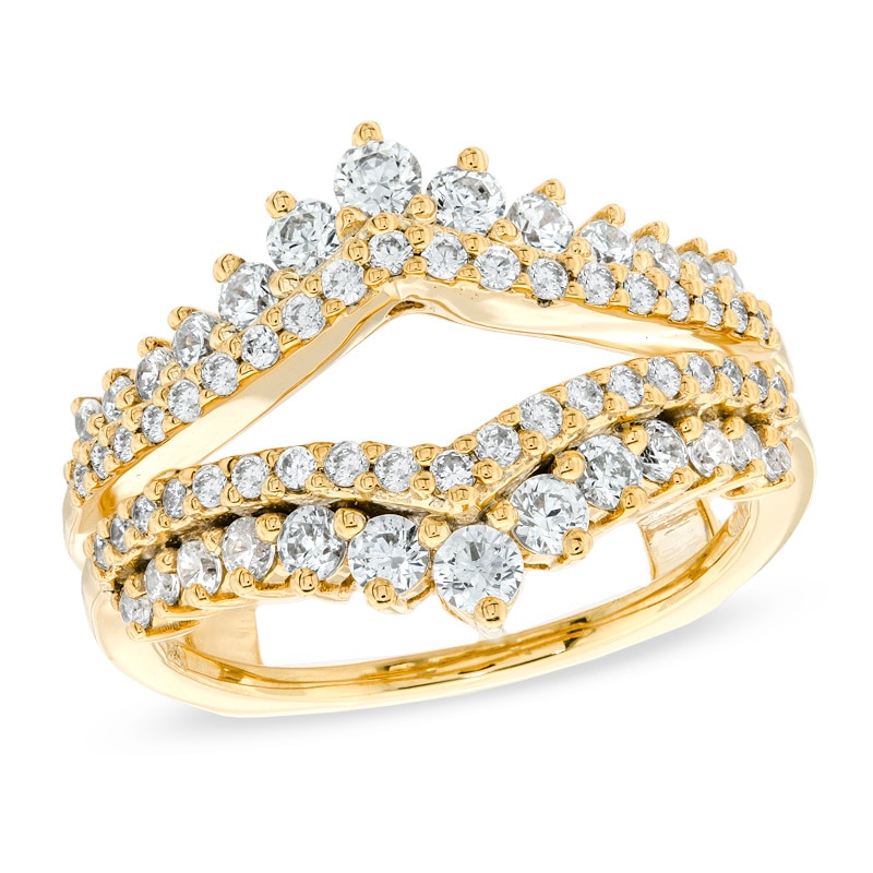 Main Image 1 of 1 CT. T.W. Diamond Double Row Chevron Solitaire Enhancer in 14K Gold