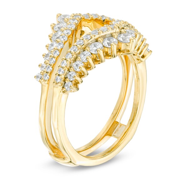 1 CT. T.w. Diamond Double Row Chevron Solitaire Enhancer in 14K Gold