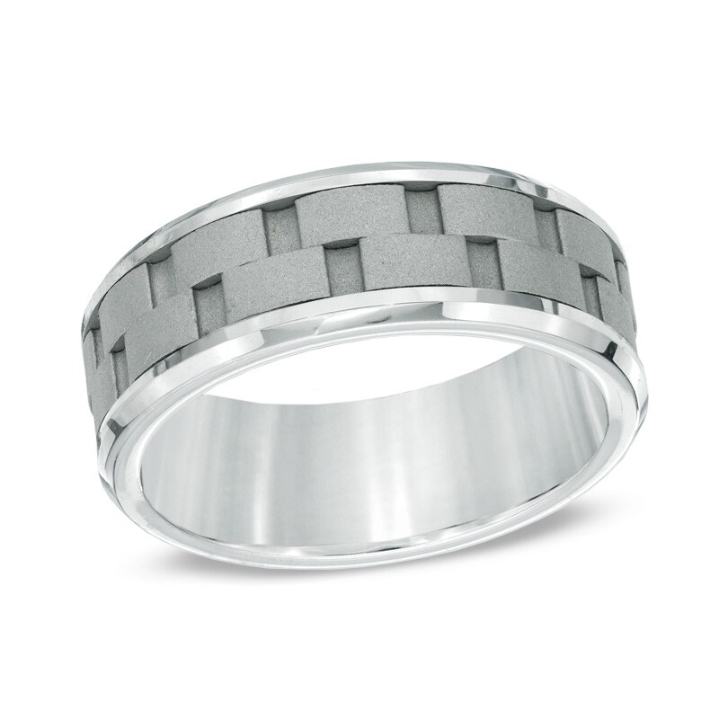 Main Image 1 of 8.0mm Comfort Fit Link Inlay Cobalt Wedding Band - Size 10