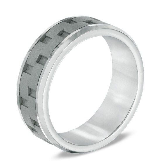 8.0mm Comfort Fit Link Inlay Cobalt Wedding Band - Size 10
