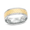 Thumbnail Image 1 of 7.0mm Comfort Fit Criss-Cross Wedding Band in 10K Two-Tone Gold