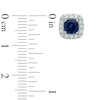 Thumbnail Image 2 of 5.0mm Cushion-Cut Lab-Created Blue and White Sapphire Frame Stud Earrings in Sterling Silver