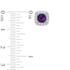 Thumbnail Image 2 of 5.0mm Cushion-Cut Amethyst and Lab-Created White Sapphire Frame Stud Earrings in Sterling Silver