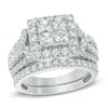 Thumbnail Image 1 of 2-3/4 CT. T.W. Princess-Cut Quad Diamond Frame Bridal Set in 14K White Gold