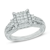 Thumbnail Image 0 of 3/4 CT. T.W. Princess-Cut Composite Diamond Frame Engagement Ring in 10K White Gold